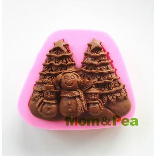 Mom&Pea 0448 Free Shipping Christmas Tree Silicone Mold Cake Decoration Fondant Cake 3D Mold Food Grade DIY Silicone Mould