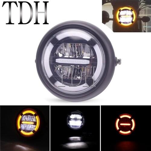 Cafe Racer 7'' Inch LED Vintage Headlight Headlamp DRL Hi/Lo Beam Running Light For Harley Bobber Custom Honda Kawasaki Yamaha