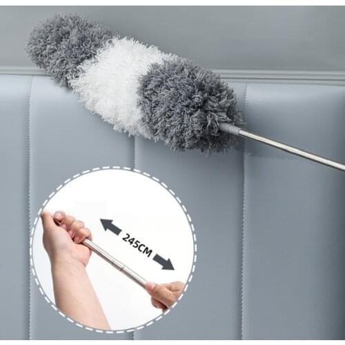 Adjustable Bending Telescopic Duster With Stainless Steel Pole Ceiling Spider Web Crevice Corner Household Dusting Cleaner