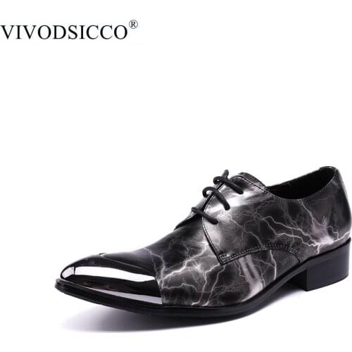 VIVODSICCO New Classic Business Men Dress Shoes Fashion Man Retro Genuine Leather Lace-Up Wedding Shoes Social Sapato Male Shoes