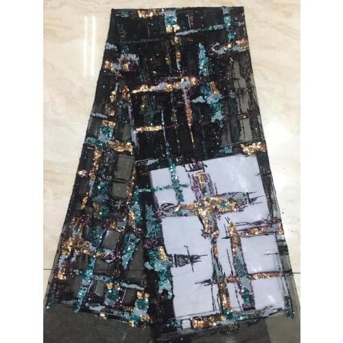 Embroidered African French Net Lace Fabric with sequins SYJ-76685 for Party Dress