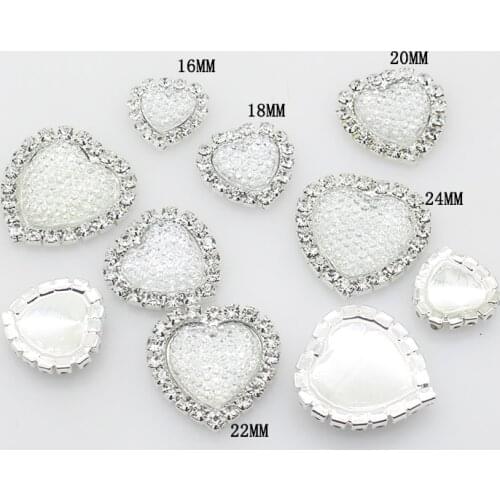 Whte Heart Acrylic Rhinestone Button, 10/a lot Hand made Build DIY Wedding Invitation Embellishment Decoration
