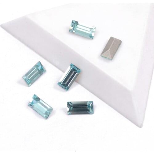 YANRUO 4501 Baguette Shape Fancy Rhinestone Aquamarine Color Crystal Diamond Best Quality Crystals Rhinestones For Nail Art Gems