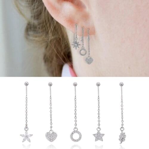 1Pcs CZ Drop Earrings for Women Fashion Stainless Steel Long Dangle Earring Cartilage Piercing Jewelry Gift