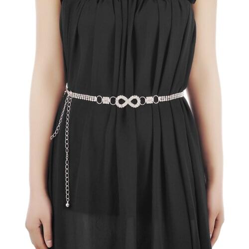 Charm Ladies 3 Row Rhinestone Waist Chain Dress Belt Bridal Waistband Wedding Prom Party Gift