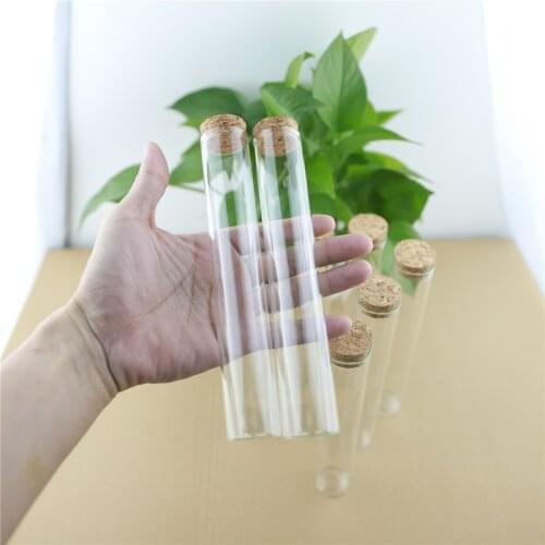 12pcs/lot 30*180mm 100ml Cork Stopper Long Tube Glass Bottle Spicy Storage Bottle Container Glass Jars Vials DIY Craft