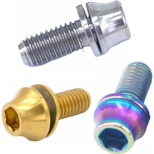 2PCS M5 Length 12/14/16mm Color Ti/Golden/Rainbow/Blue GR5 Titanium Cone Head Screw With Washer Bike Bottle Cage