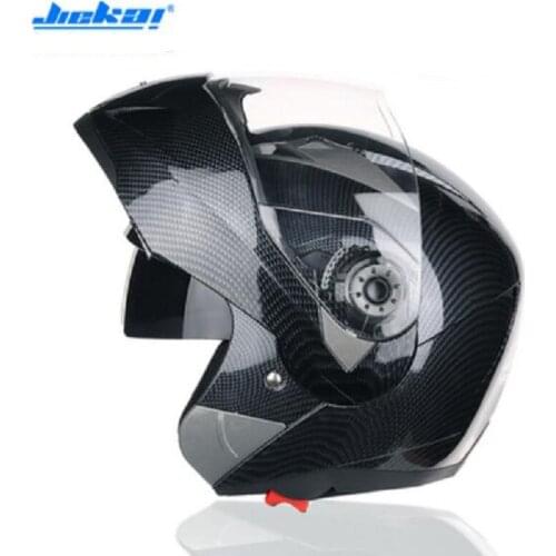 2020 Fashion JIEKAI Safety Helmets Flip Up Double lens Motorcycle Helmet Undrape Face Motorbike helmets made of ABS PC Visor