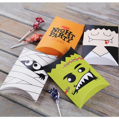 500pcs Korean cute Halloween theme paper bag, candy pillow box, creative gift wrapping paper box