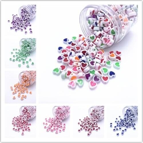 New 50pcs 8mm Heart Beads Acrylic Spacer Beads Fit Jewelry Making DIY Bracelet Jewelry Accessories