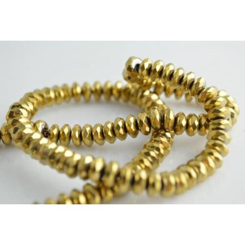 5 Strands 3x6mm Hematite Faceted Roundel Shape Beads 16'' Jewelry Making Materials