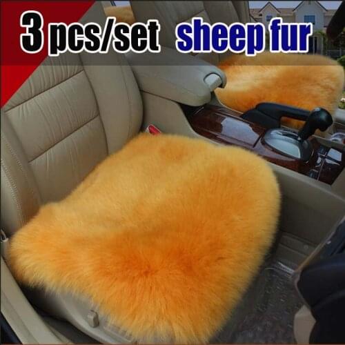2016 auto supply 3 seats covers for 1 set winter real wool car seat cover cushion no back car seat cushion