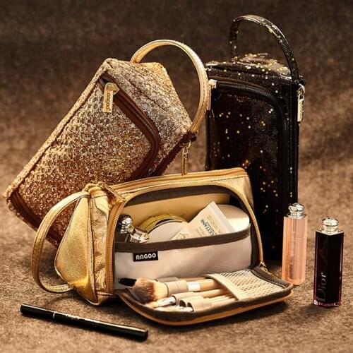 Pencil Case School Supplies High capacity Bling PU Drawing Pen Cosmetic Bag Make up Boxes Multi-functional Sketch Art Stationery