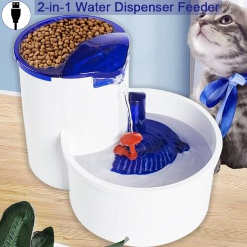 2-in-1 Water Dispenser Feeder Small Mushroom Water Fountain With LED Anti-Dry Multi-Function Silent Water Pump Water Dispenser