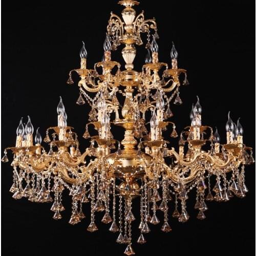 European luxury golden staircase hotel lobby zinc alloy candle chandelier lamps villa living room dining room E14 lights
