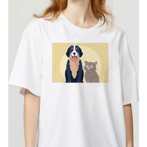 Women T Shirt Fashion Cute Cat Print Summer Short Sleeve Harajuku Aesthetic Tees Casual Funny T Shirt for Lady Girls Streetwear