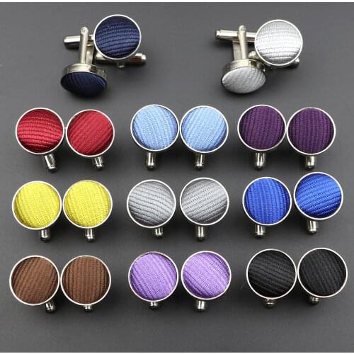 Classic Fashion Striped Polyester Check Design Cufflink For Mens Brand Cuff Buttons Cuff Links High Quality Jewelry Accessory