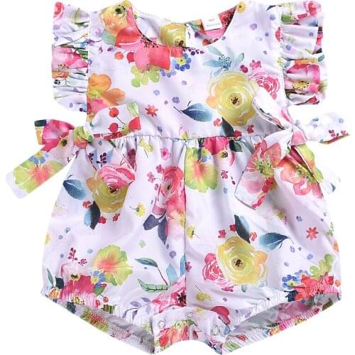 NEW 2020 Summer Toddler Newborn Baby Girl Flower Ruffle Romper Jumpsuit Outfits Sunsuit 0-18M