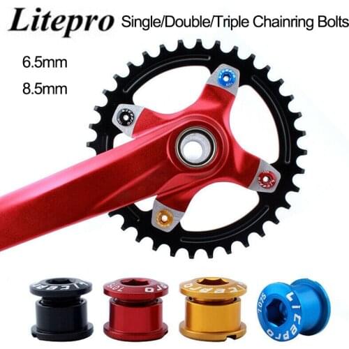 4pc Litepro Bicycle Chainring Bolts MTB Single/double Chainring Screws Ultralight Aluminum Alloy 6.5mm 8.5mm Chainwheel Bolts
