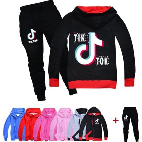 TIK TOK Girls Clothes Baby Long Sleeve Hoodies T Shirt +Pants for Boys Spring Set Outfits 2Pcs Girls Christmas Clothes Set