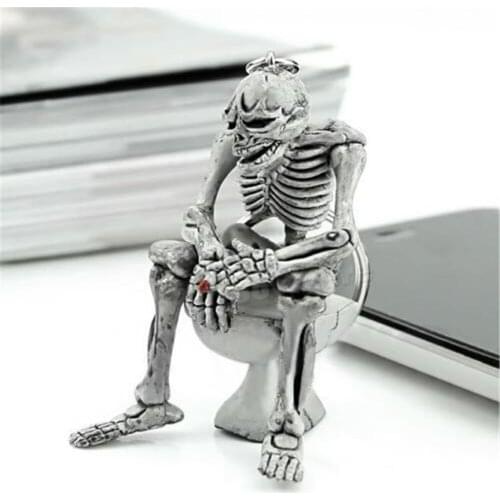 1 PC Creative Skull Toilet Purse Bag Rubber Keychain Keyring Car Ornament Accessories Charm Pendant Funny Gifts