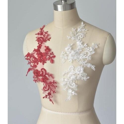 2pcs/Lot Lace Applique Patch Flower Lace Fabric for Bride Garment Wedding Accessories Cloth DIY Craft 33*18CM