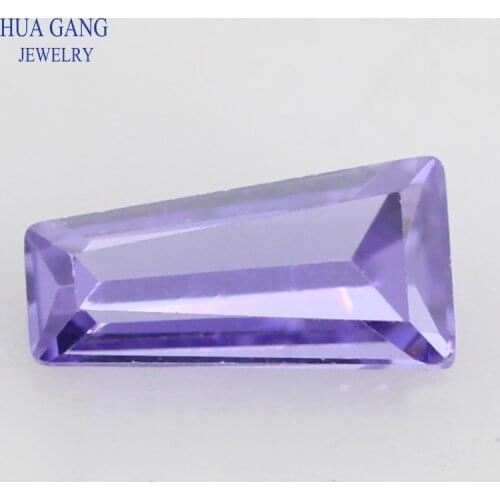 50PCS Lavender CZ Stone Ladder Shape Brilliant Cut Synthetic Gems Cubic Zirconia For Jewelry Size 2x1.25x1~8x4x2mm