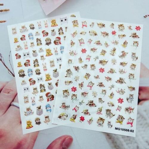 Fashion Hot Selling 3d DIY Nail Stickers Lovely Little Cats Back Glue Adhesive Thin Traceless Dry Nail Decals Nail Art Manicure