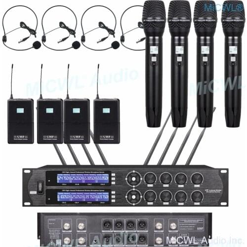 MiCWL 8 Mics Channel Digital Wireless 4 Handheld Cardioid Dynamic 4 Headset Microphone Karaoke System 8 Antenna