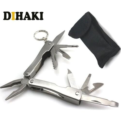 Outdoor Multi Pocket Mini Folding Pliers Portable Outdoor Hand Tools Wire Screwdriver Knife Saw Survival Keychain Multifunction