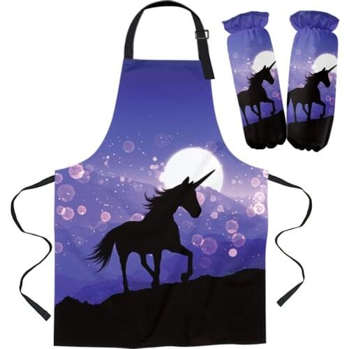 Moon Purple Cartoon Fantasy Kitchen Apron Baking Accessories Sleeveless Aprons for Men Women Home Cleaning Tools