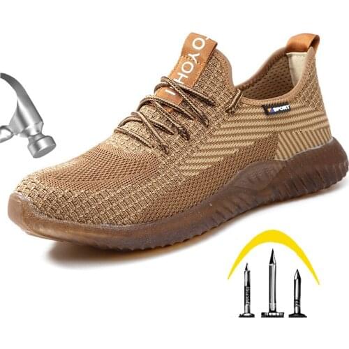 Autumn winter steel toe safety shoes mens anti-smashing anti-piercing construction work boots lightweight non-slip hiking shoes