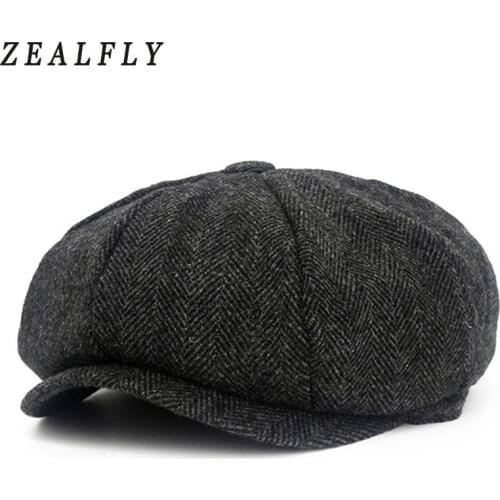 Herringbone Patterns MenS Beret Gentlemen Retro Newsboy Caps Casual Flat Hats For Women Octagonal Cap Boinas Para Hombres
