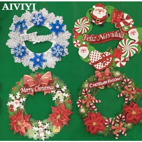 New Products 1pcs/lot Christmas Door Decoration Hanging Paper Wreaths Decoration Event Door Wall Sticker Christmas Wreath