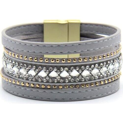 Self design new car suture Bracelet lady leather cord magnetic buckle 3 color hot leather bracelet Jewelry free shipping