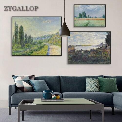Monet Natural Landscape Oil Painting Abstract Canvas Poster Impressionist Artwork Print Wall Picture for Living Room Decoration
