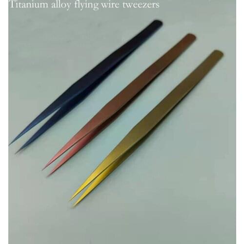 Mobile Phone Repair Titanium Alloy Flying Wire Tweezers Fine Tip Tweezers 0.15mm for Microscope