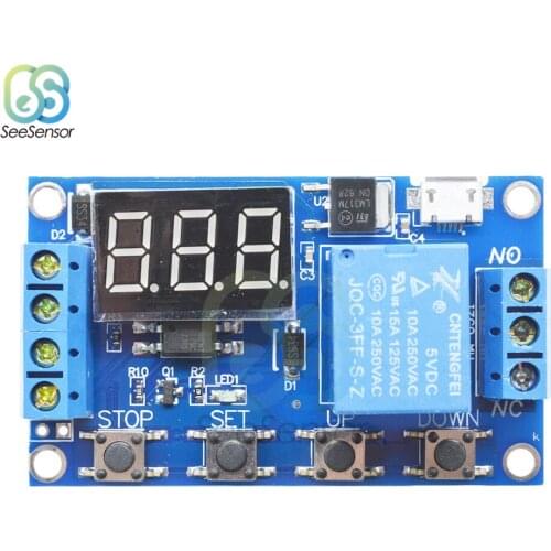 DC 6-30V Support Micro USB 5V LED Display Automation Cycle Delay Timer Control Off Switch Delay Time Relay 6V 9V 12V 24V