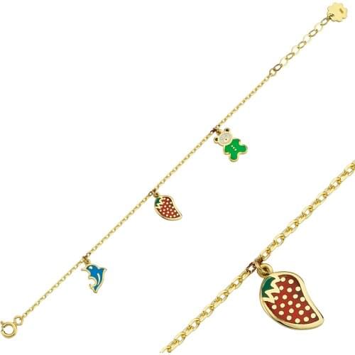 14K (585) Gold Enamel Unisex Child Bracelet