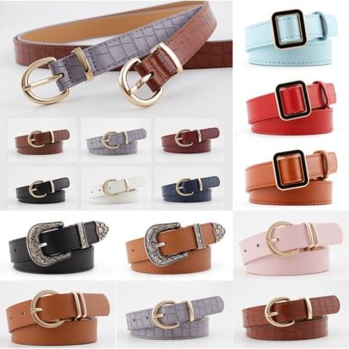 New Stone Pattern Ladies Gold Buckle Belt Belt Fashion Womens Wild Casual Jeans Belt Ladies Dress Decorative Belt Belt