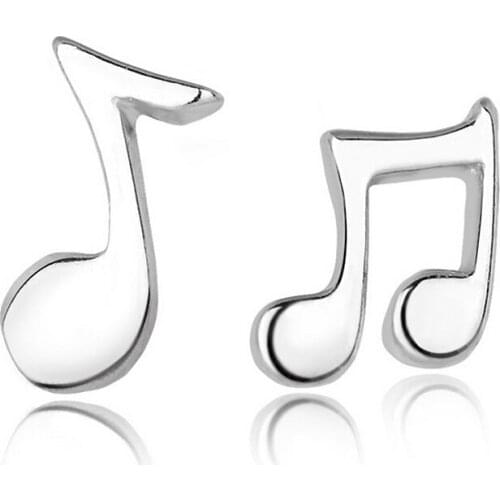Romantic 925 Sterling Silver Music Note Melody Stud Earrings Special Asymmetrical Jewelry Earring For Woman Girl