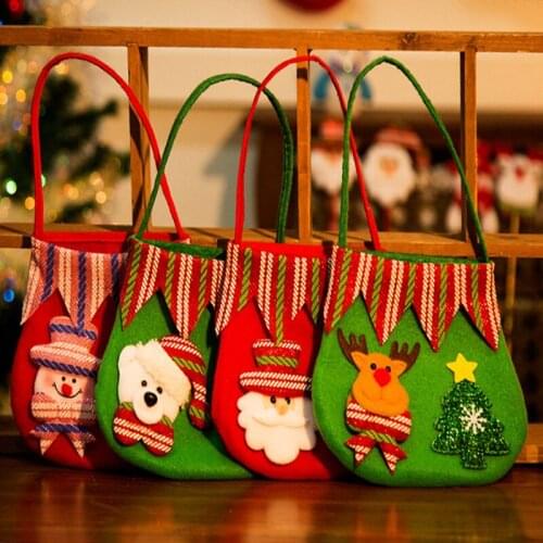 1pcs 13x16cm christmas gift bags christmas decoration non-woven elderly Snowman handbag small candy holiday gift bag supply
