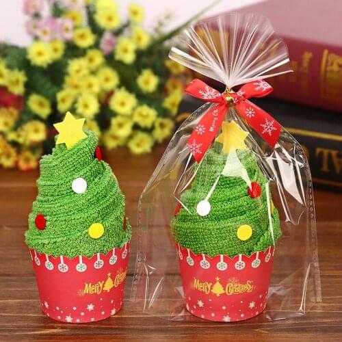 Merry Christmas Gift Cupcake Cotton Towel Natal Noel New Year Decoration Christmas Decorations for Home Kids Children 30x30cm
