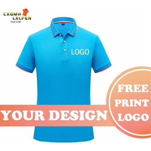 10-color POLO shirt custom LOGO business ice porcelain cotton lapel short-sleeved shirt printing DIY brand text