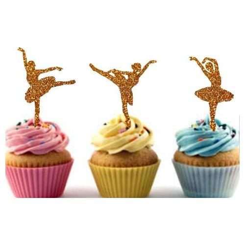 Glitter Ballerina Silhouette Cupcake Toppers sports event Party Picks baby shower wedding birthday toothpicks decor
