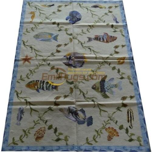 Old Hand-made Traditional Wool Needle-point Carpet Handmade French Auburn Pine Foot 100% Wool Carpet Handmade Antique