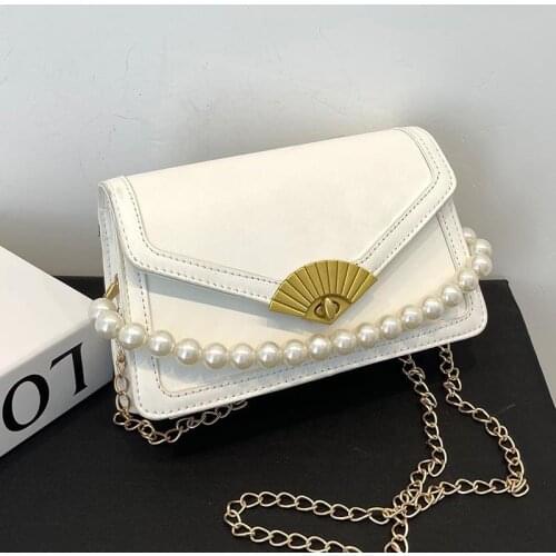 Shoulder Bag Female Crossbody Bag Women Designer Handbag Beaded Backpack Women Bag Chain Fashion 2021 New PU Leather Solid Color