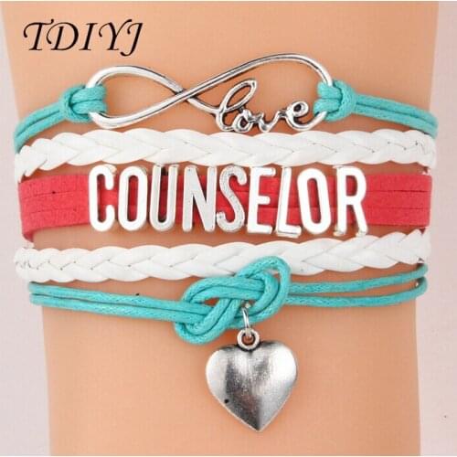 TDIYJ Trendy Infinity Love Heart Pendant Bracelet Women Fashion Multilayer COUNSELOR Charms Braided Bracelet 6sets/lot
