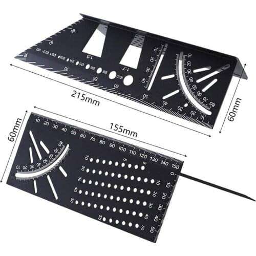Aluminum Alloy 3D Mitre Angle , 45/90°Angle Measuring Square Ruler, Multifunction Measuring Tool for Carpenters