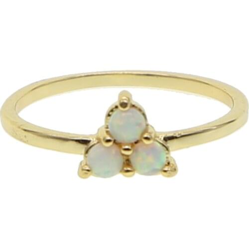 Three stone three white fire opal Top Quality Simple opals Lovers Gold Color Wedding Ring Jewelry rings